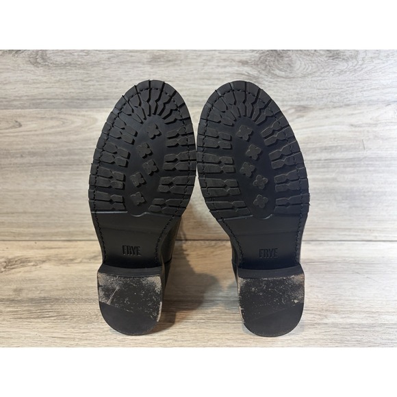 Frye Natalie Lace Up Moto Engineer Combat Boots Black Leather Women's 7 B - Picture 7 of 8